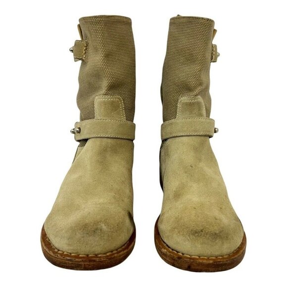 Rag & Bone Womens Size 8 Suede Textured Double Strap Distressed Moto Boots - Picture 2 of 9